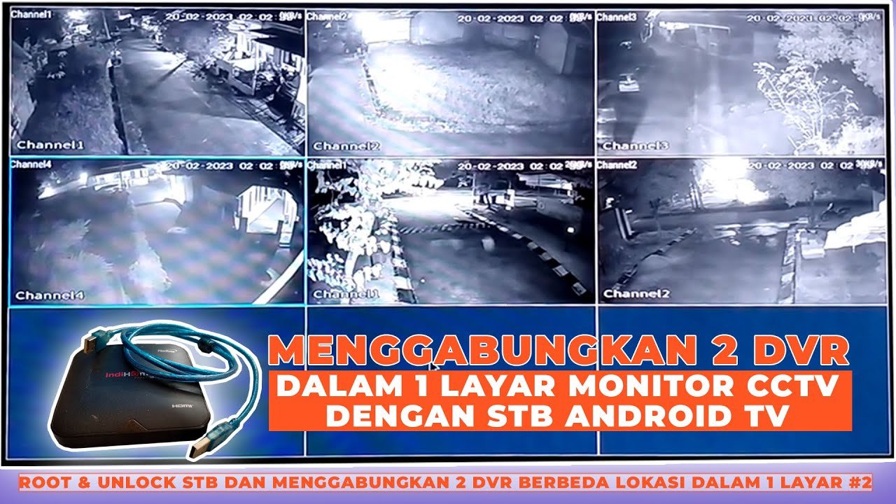 2 DVR 4 channel CCTV beda lokasi digabung dalam 1 layar monitor menggunakan STB Android || Jilid 2