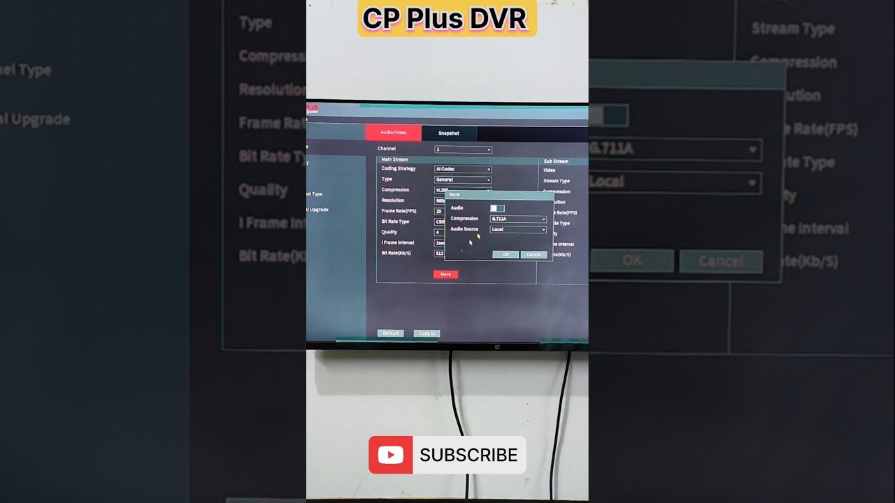 Inbuilt Audio Mic HD CP Plus Camera Setting In DVR #ipcctv #cctv #1k