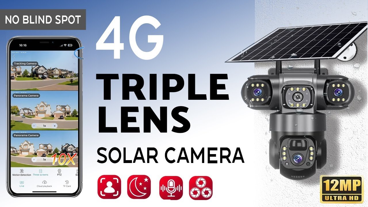 Jopters Triple Lens Solar 4G CCTV Solar Camera [Mobile App]
